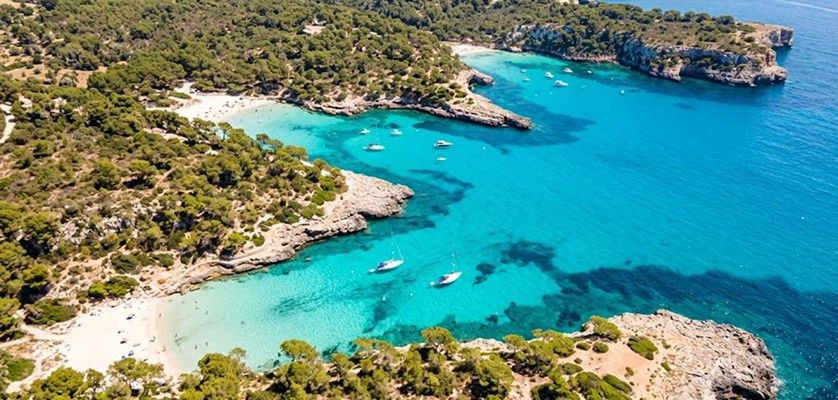 Mondragó Natural Park coastline and turquoise coves in Mallorca