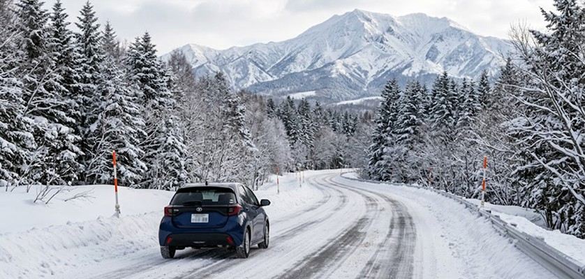 Driving a rental car during winter in Japan