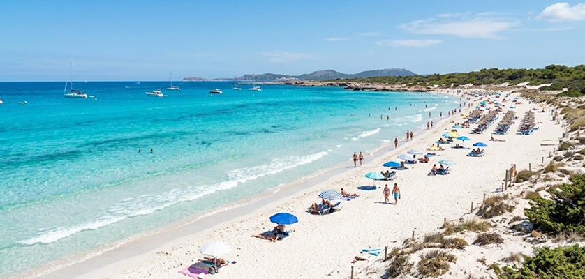 Es Trenc beach with white sand and turquoise water in Mallorca