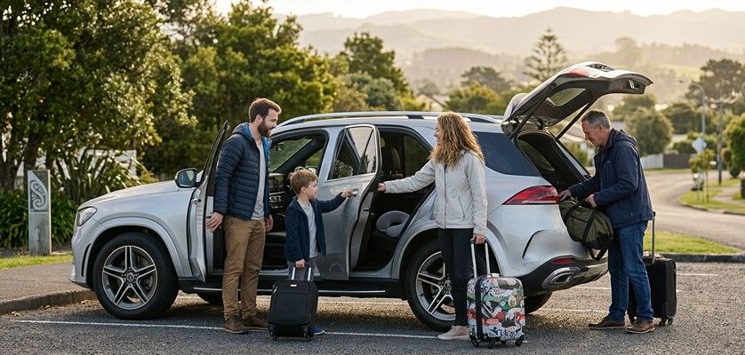 Driving a luxury car rental for a vacation