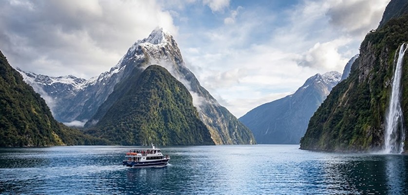 A picture of Milford Sound, most famous fjord in New Zealand South Island road trip