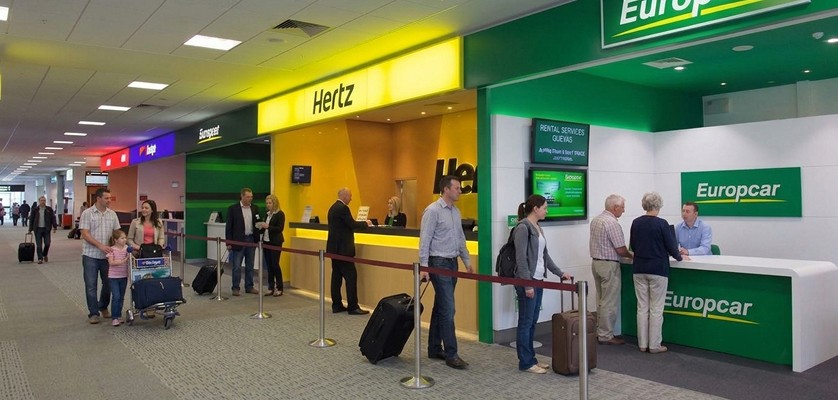 Car rental desk at New Zealand airport