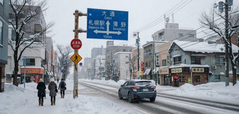 Follow the driving rules while driving in Japan during winter