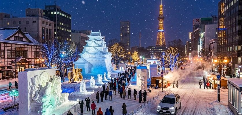 Enjoy the snow festivals while road-tripping in Hokkaido