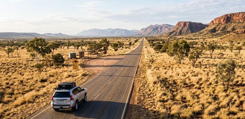 A road trip on a scenic route in Australia