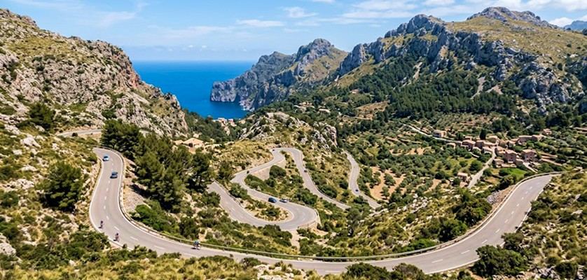 MA-10 scenic mountain road through Serra de Tramuntana Mallorca